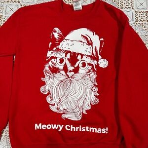 Gildan Red Holiday Cat Sweatshirt
